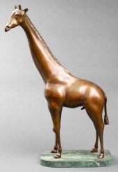 MODERN BRONZE GIRAFFE SCULPTUR