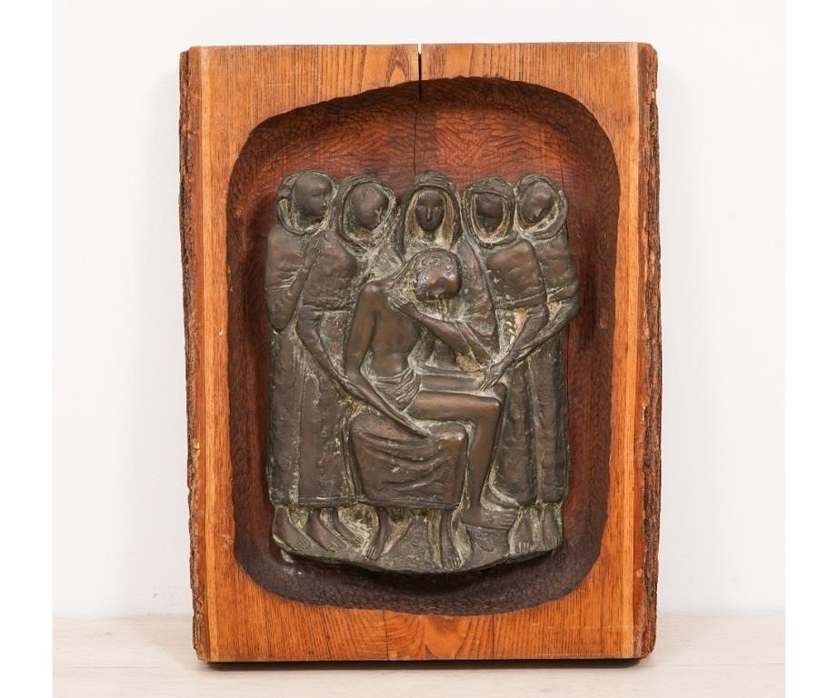 Modern bronze sculpture mounted