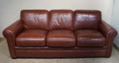 MODERN BROWN LEATHER THREE CUS