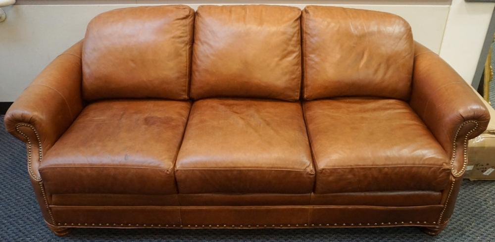 MODERN BROWN LEATHER UPHOLSTERED