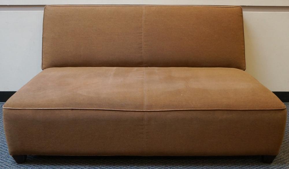 MODERN BROWN UPHOLSTERED ARMLESS
