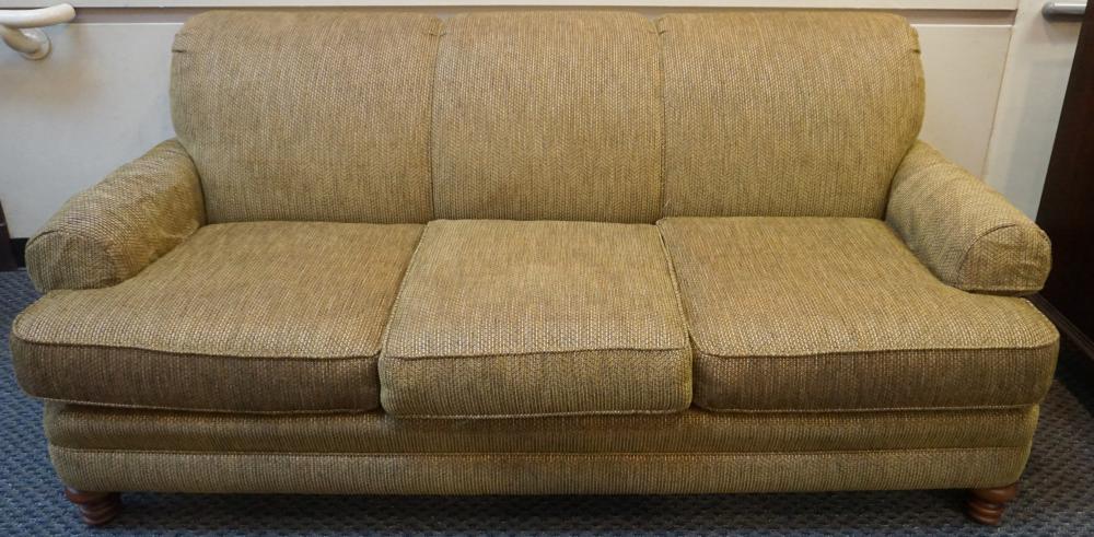 MODERN BROWN UPHOLSTERED SOFA BY