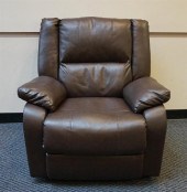 MODERN BROWN VINYL UPHOLSTERED