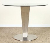 MODERN BRUSHED STEEL TABLE BAS