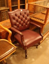MODERN BURGUNDY LEATHER SWIVEL