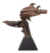 MODERN CARVED REDWOOD ABSTRACT
