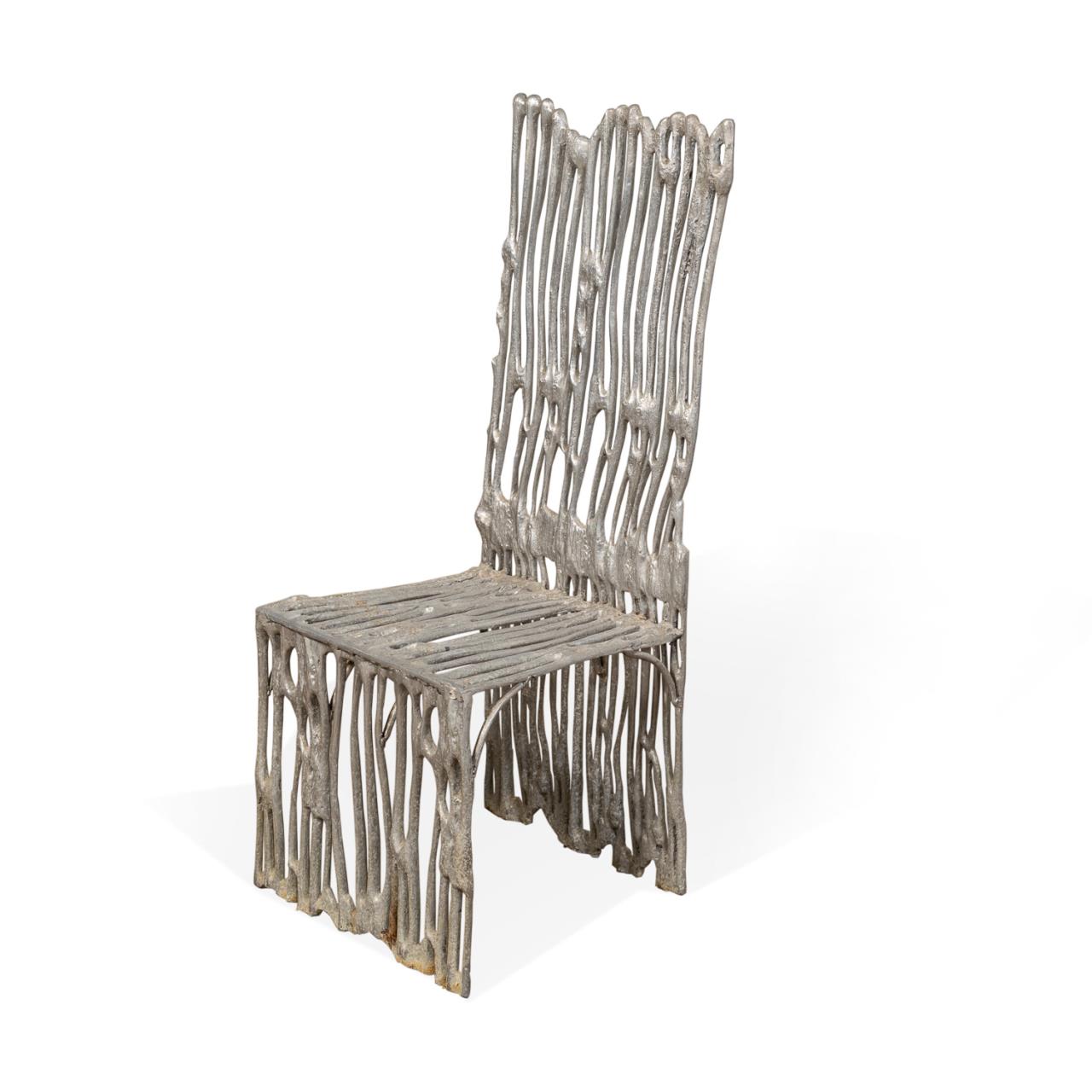 MODERN CAST ALUMINUM SIDE CHAIR