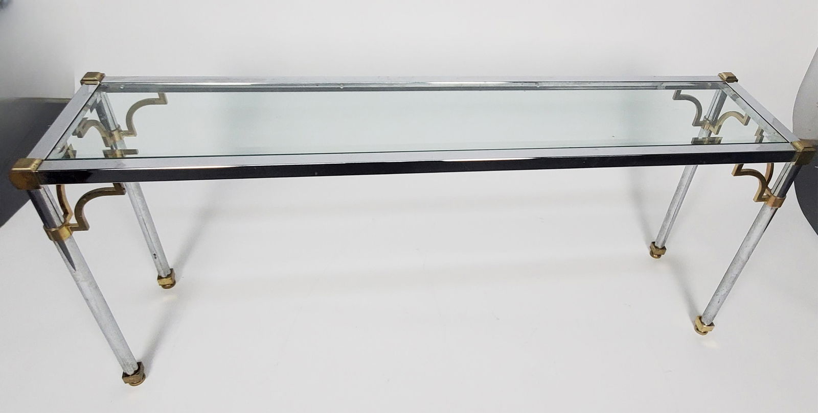 MODERN CHROME AND GLASS CONSOLE