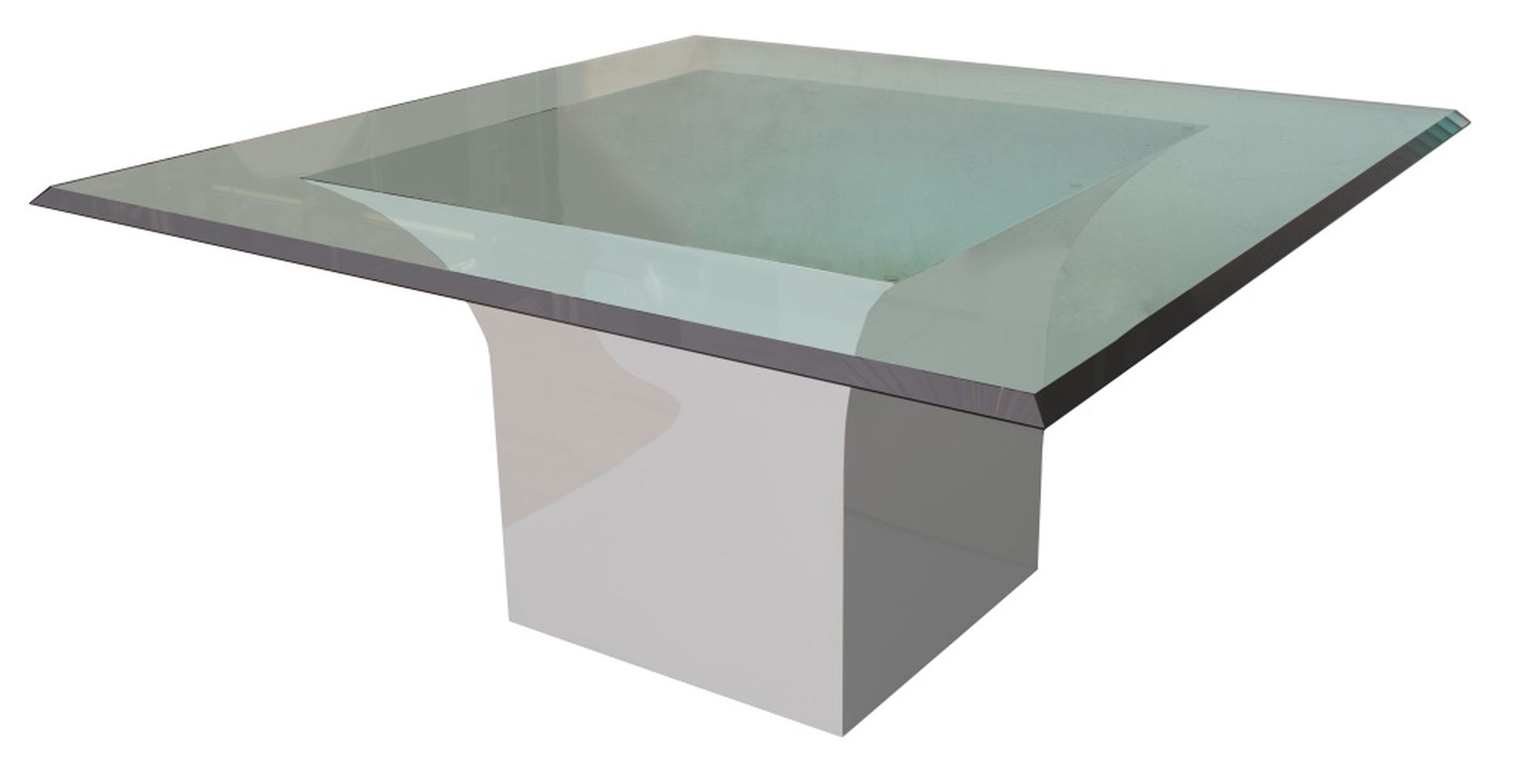 MODERN CHROME AND GLASS CUBE DINING