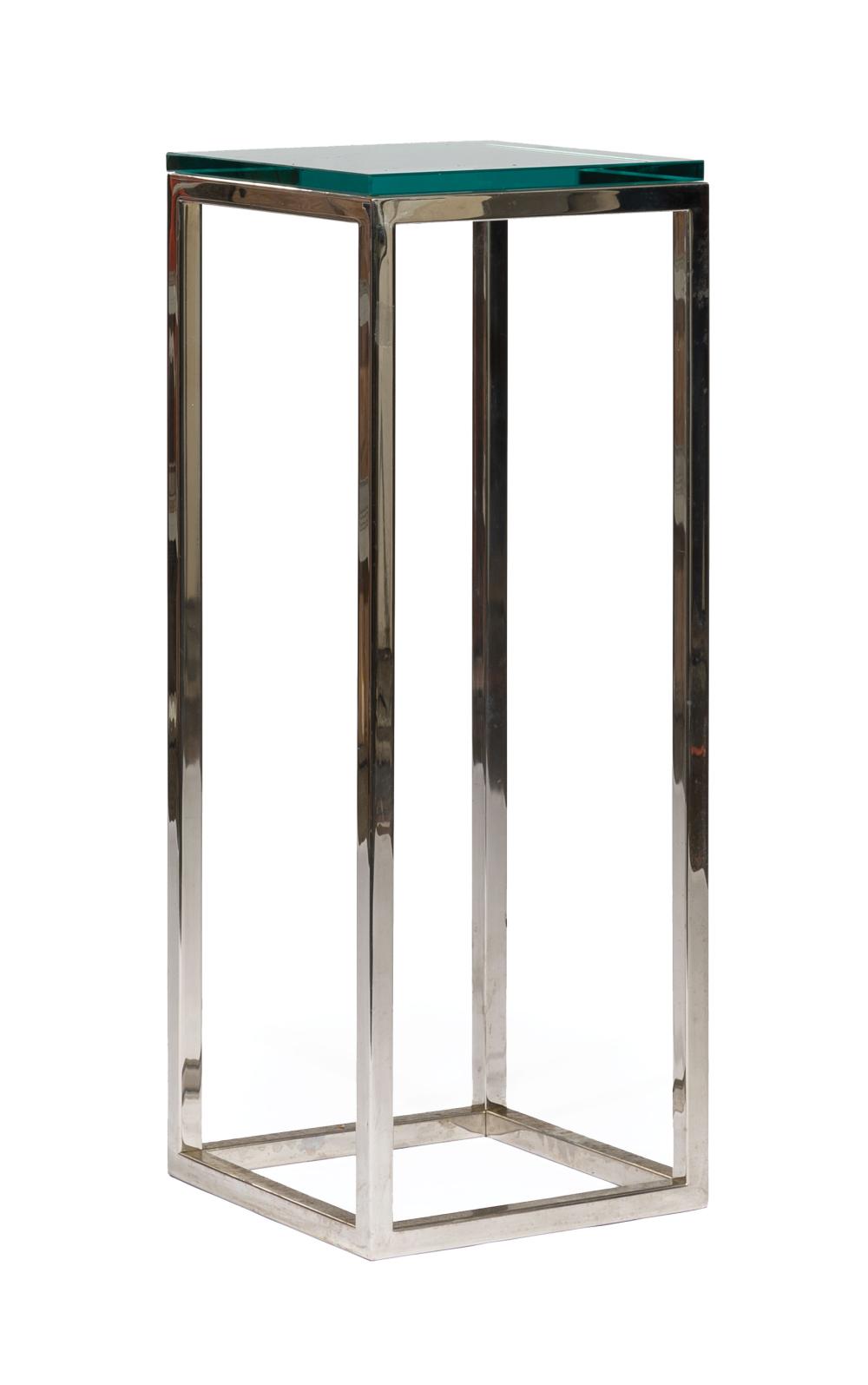 MODERN CHROME AND GLASS PEDESTAL
