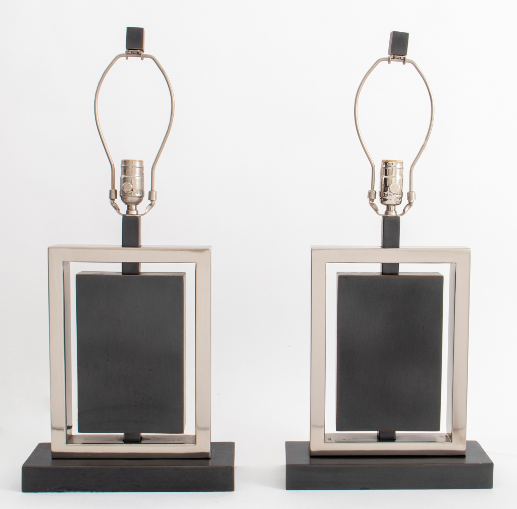 MODERN CHROME & BRONZED METAL TABLE