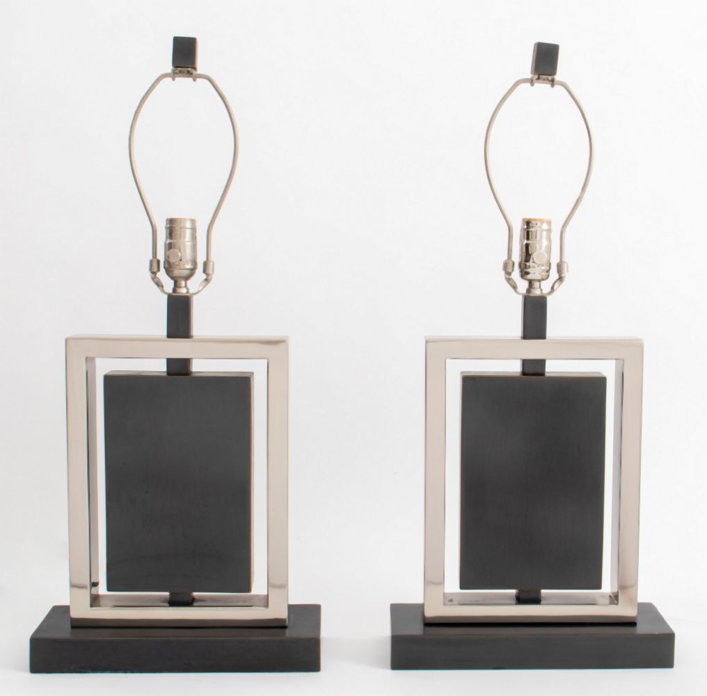 MODERN CHROME & BRONZED METAL TABLE