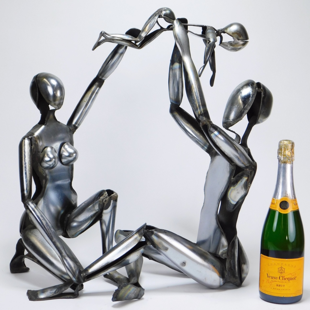 MODERN CHROME FIGURAL SCULPTURE