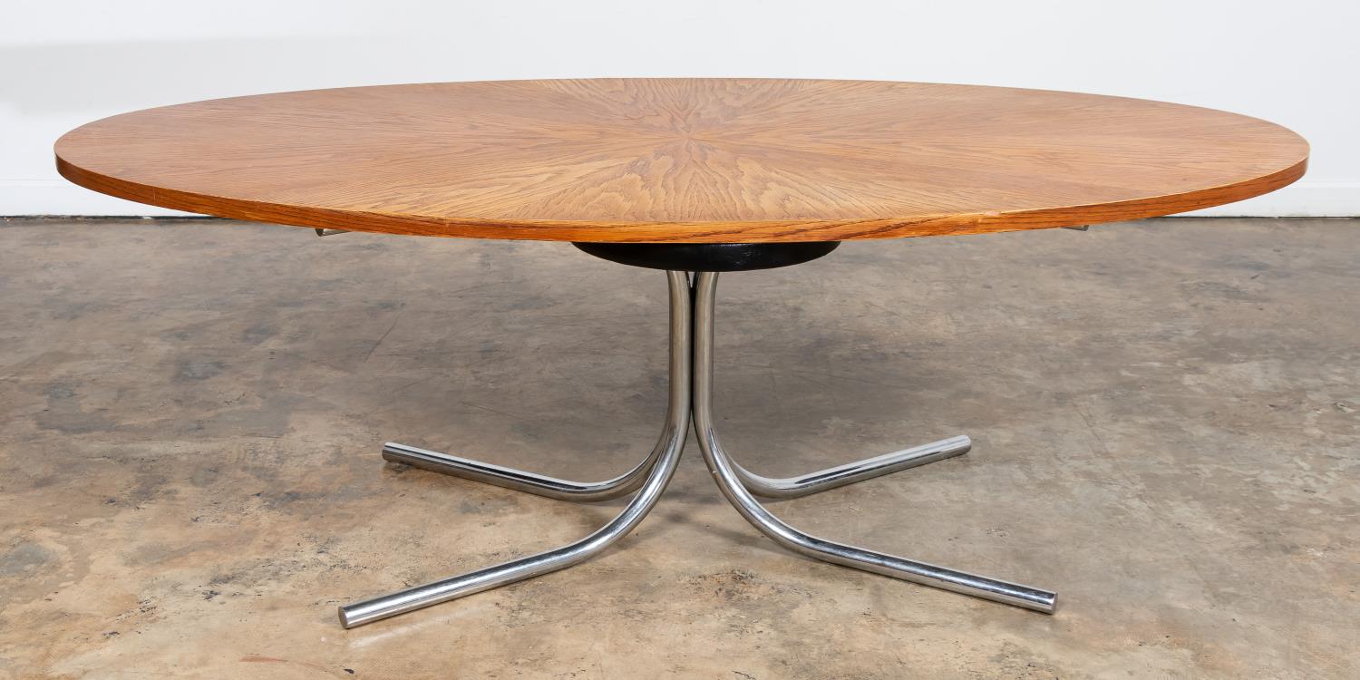 MODERN CHROME LEG OVAL DINING TABLE
