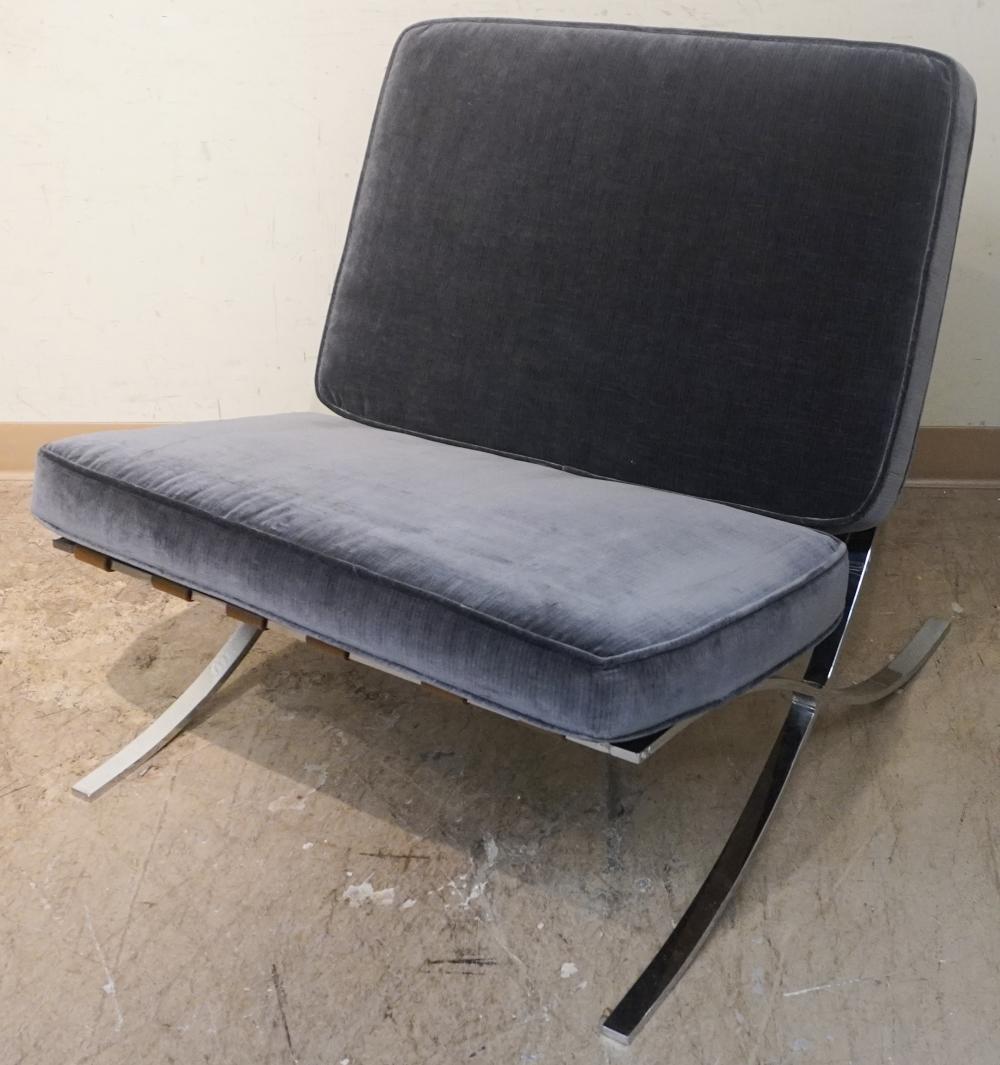 MODERN CHROME STEEL AND UPHOLSTERED