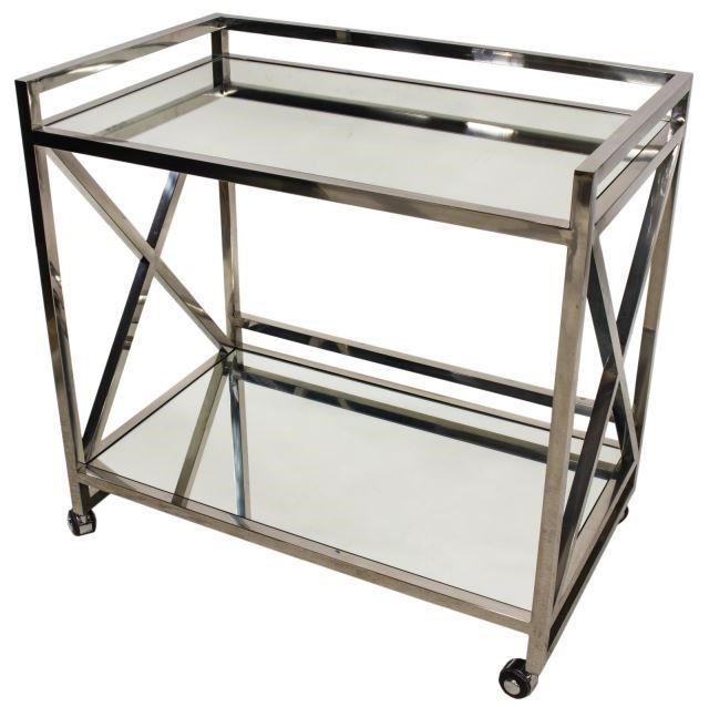 MODERN CHROMED METAL MIRROR SHELF