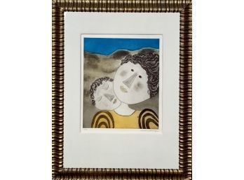 Modern colored etching with