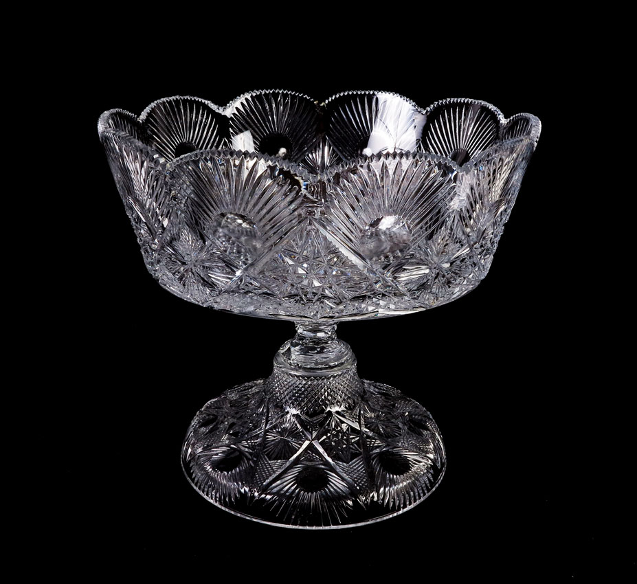 MODERN CUT GLASS PEDESTAL PUNCH