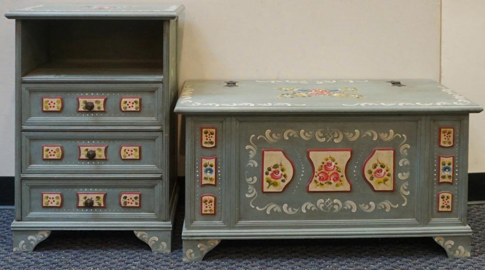 MODERN DECORATED PINE BLANKET CHEST