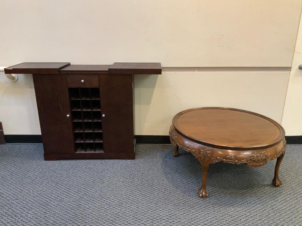 MODERN EBONIZED WOOD BAR AND A