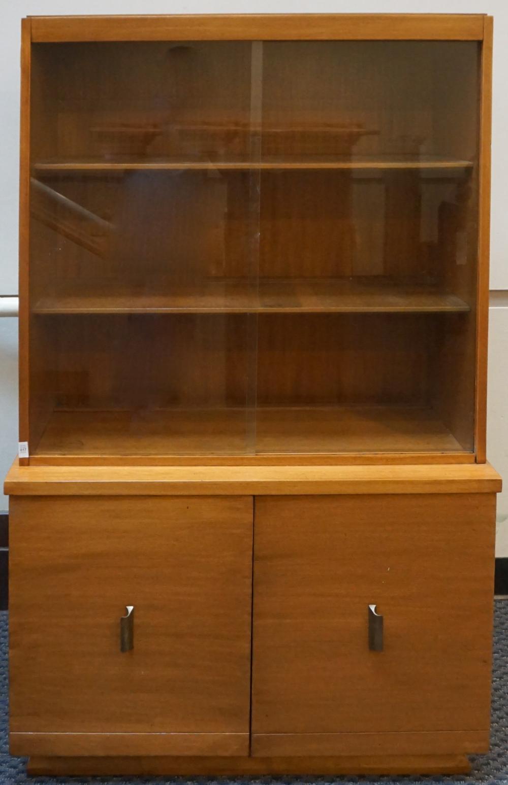 MODERN FADED MAHOGANY CHINA CABINET