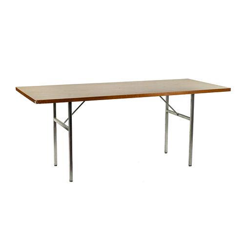 MODERN FAUX WOOD &AMP; CHROME STEEL