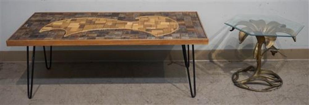 MODERN FRUITWOOD COCKTAIL TABLE AND