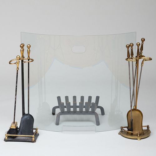 MODERN GLASS FIRE SCREEN TOGETHER