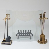 MODERN GLASS FIRE SCREEN TOGET