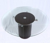 MODERN GLASS & LEATHER TABLE: