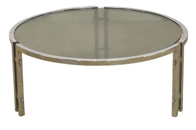 MODERN GLASS-TOP CHROMED STEEL