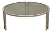 MODERN GLASS-TOP CHROMED STEEL