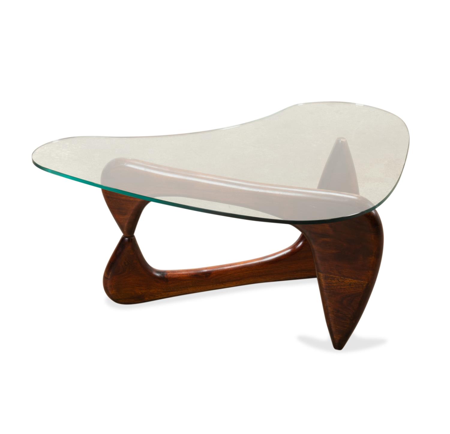 MODERN GLASS & WALNUT COCKTAIL
