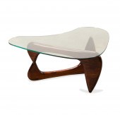MODERN GLASS & WALNUT COCKTAIL