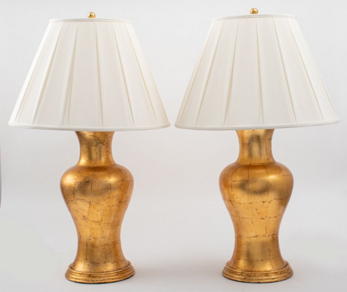 MODERN GOLD-TONE TABLE LAMPS,