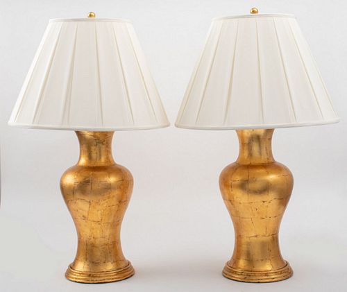MODERN GOLD-TONE TABLE LAMPS,
