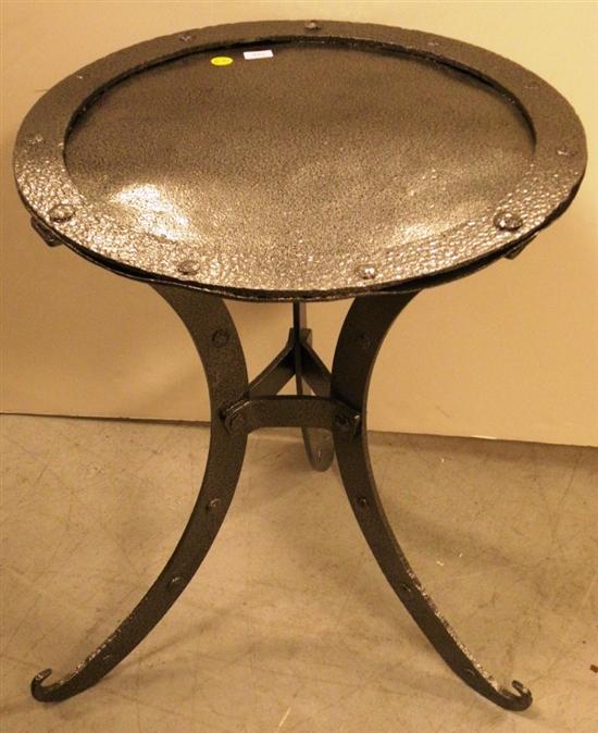 Modern gray metal round table on