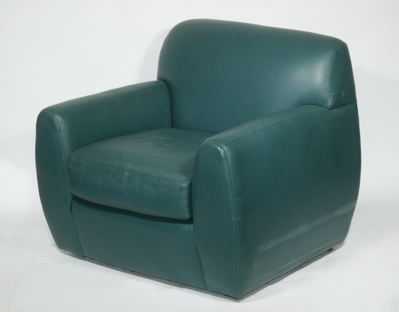 MODERN GREEN LEATHER EASY CHAIR