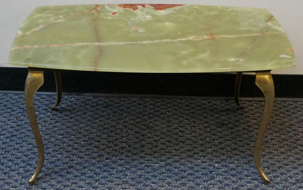 MODERN GREEN ONYX TOP BRASS BASE