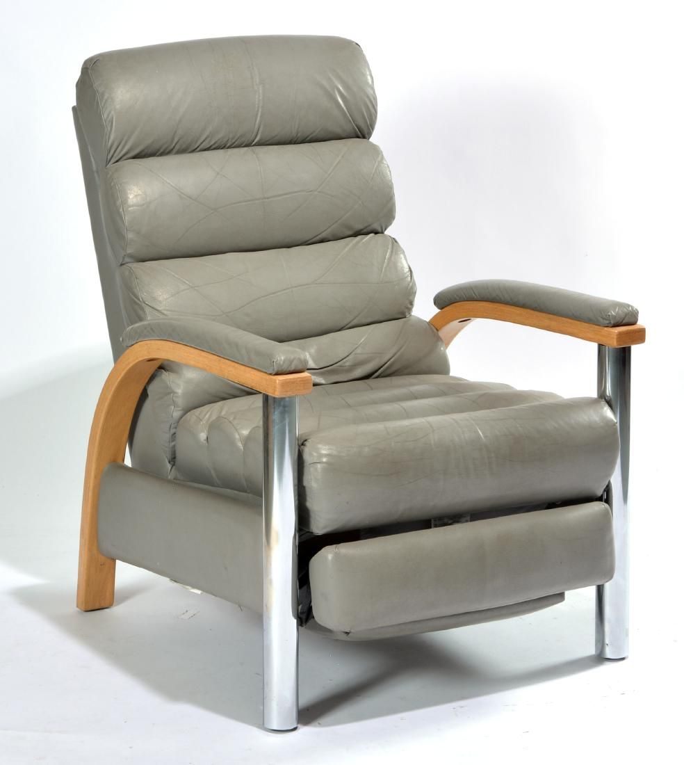 MODERN GREY LEATHER RECLINING