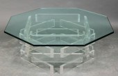 MODERN HEXAGONAL LUCITE & GLAS