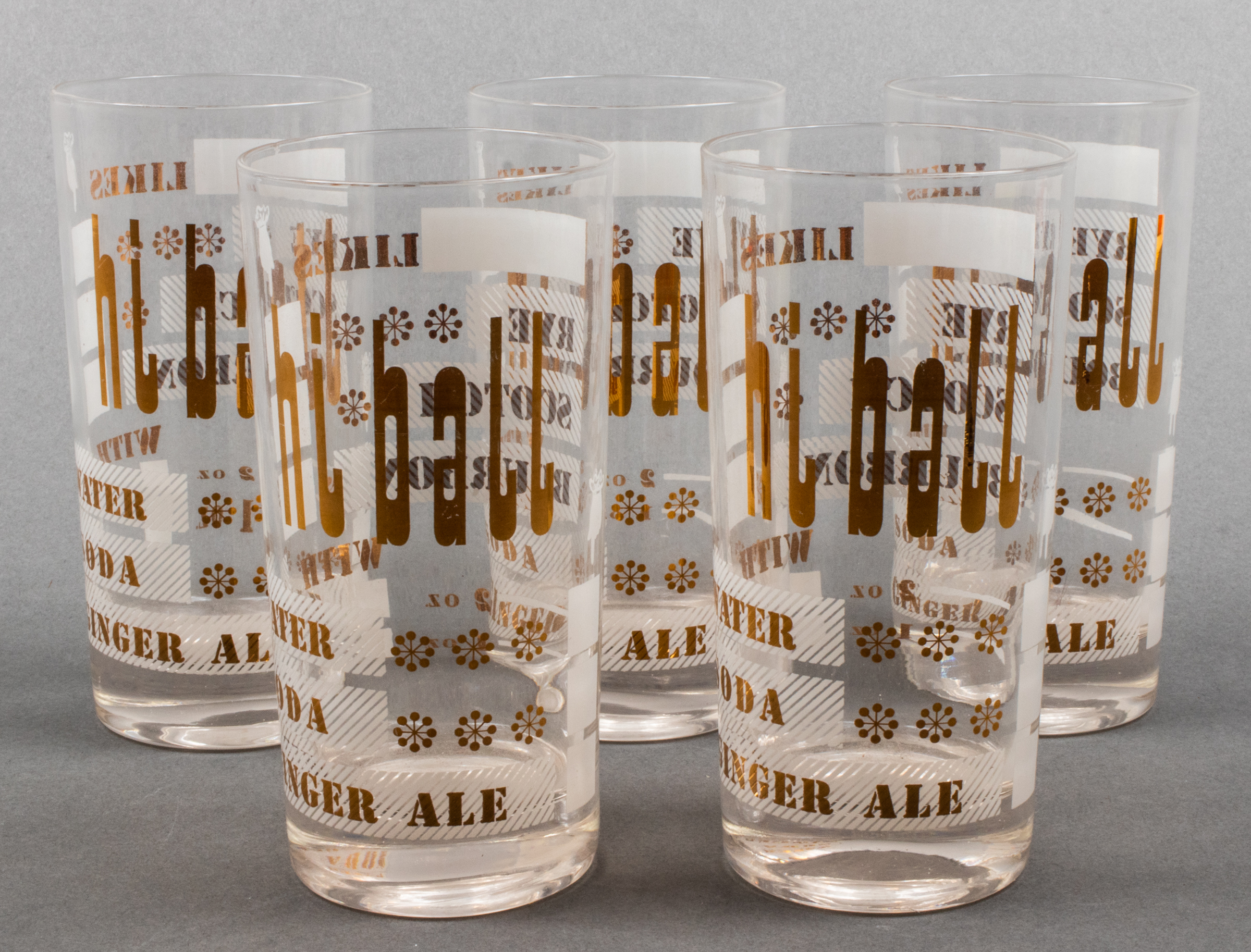 MODERN HIGH BALL GLASSES A set of 5