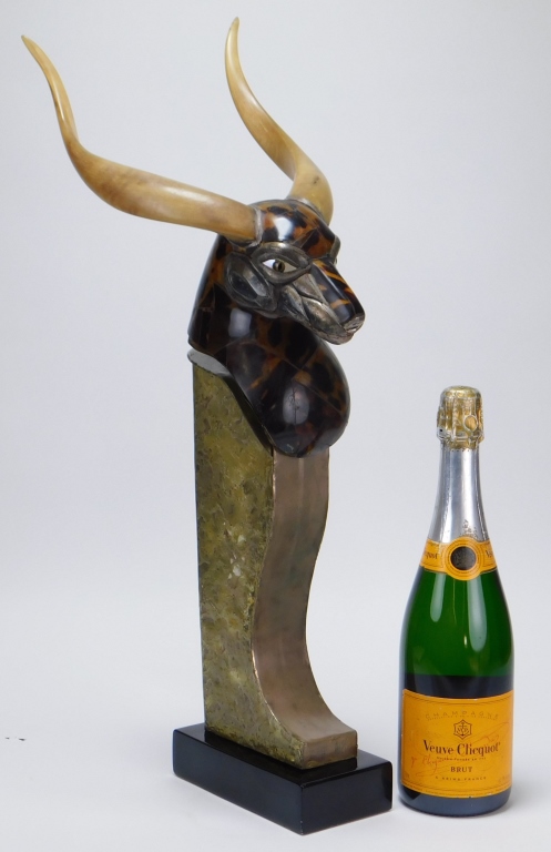 MODERN HORNED ANIMAL SCULPTURE
