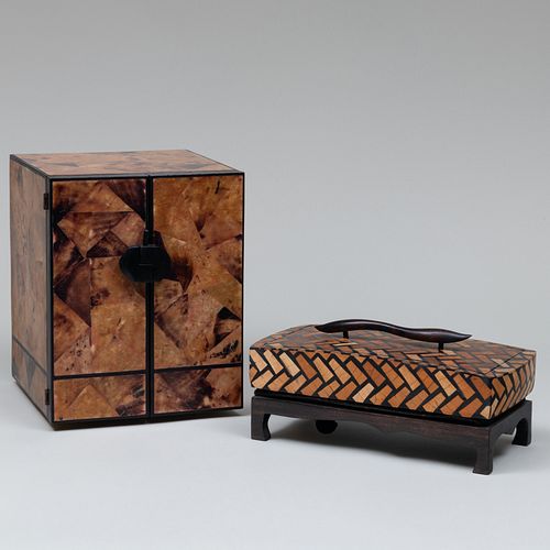 MODERN INLAID WOOD TABLE CABINET