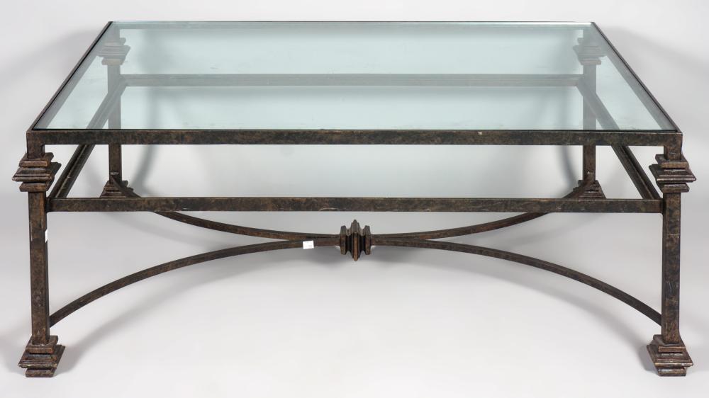 MODERN IRON COFFEE TABLE WITH GLASS