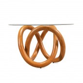 MODERN 'KNOTTY' TEAK & GLASS T