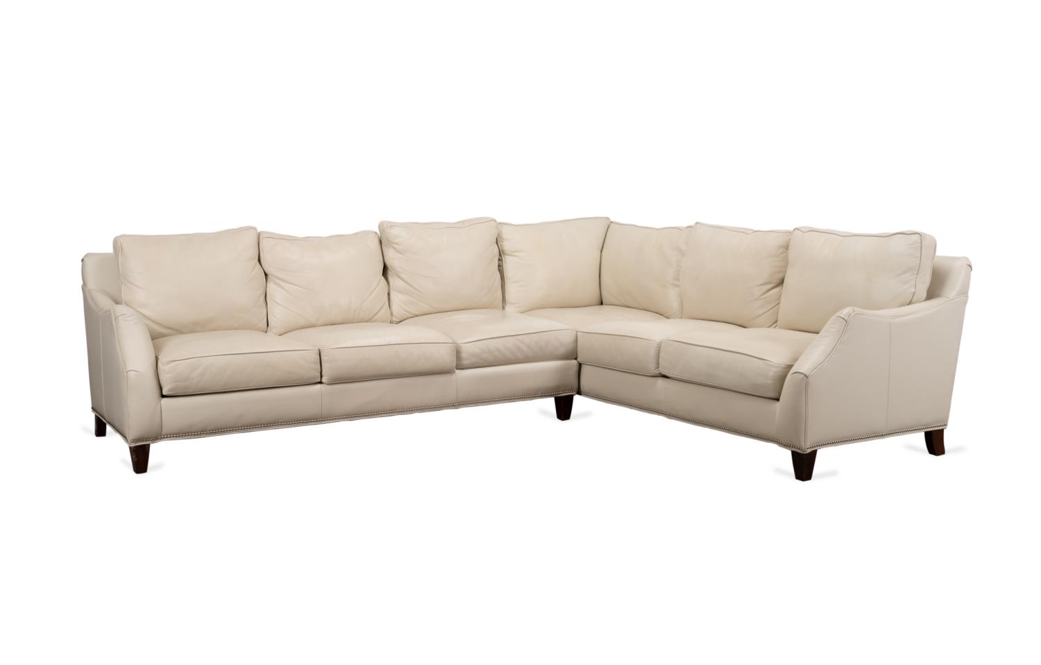 MODERN 'L' SHAPED WHITE LEATHER