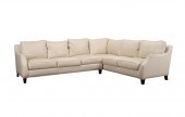 MODERN 'L' SHAPED WHITE LEATHE