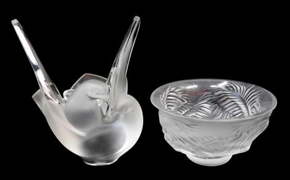 MODERN LALIQUE, TWO FROSTED GLASS