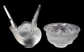 MODERN LALIQUE, TWO FROSTED GL